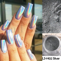 Holographic Mirror Nail Glitter Powder Shiny Aurora Laser Metallic Rubbing Dust Chrome Powder Gold Silver Pigment DIY Nail GLLSH