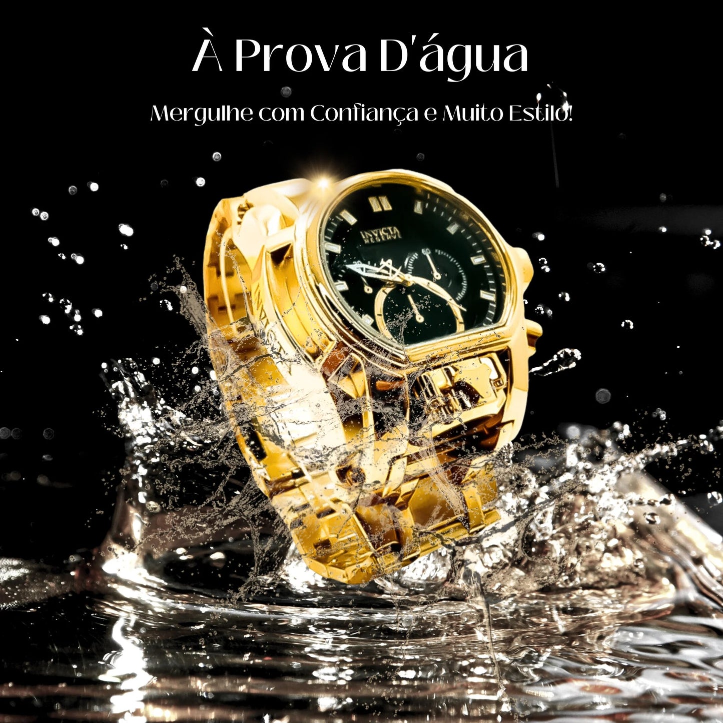 Relógio Invicta Zeus Magnum Dourado Banhado a Ouro 18K A Prova D'água + 3 Brindes