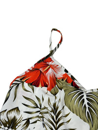 Women's Lace Patchwork Tropical Print Long Cami Dress, Elegant Slim-Fit Design, Perfect for Beach Vacation & Outing
