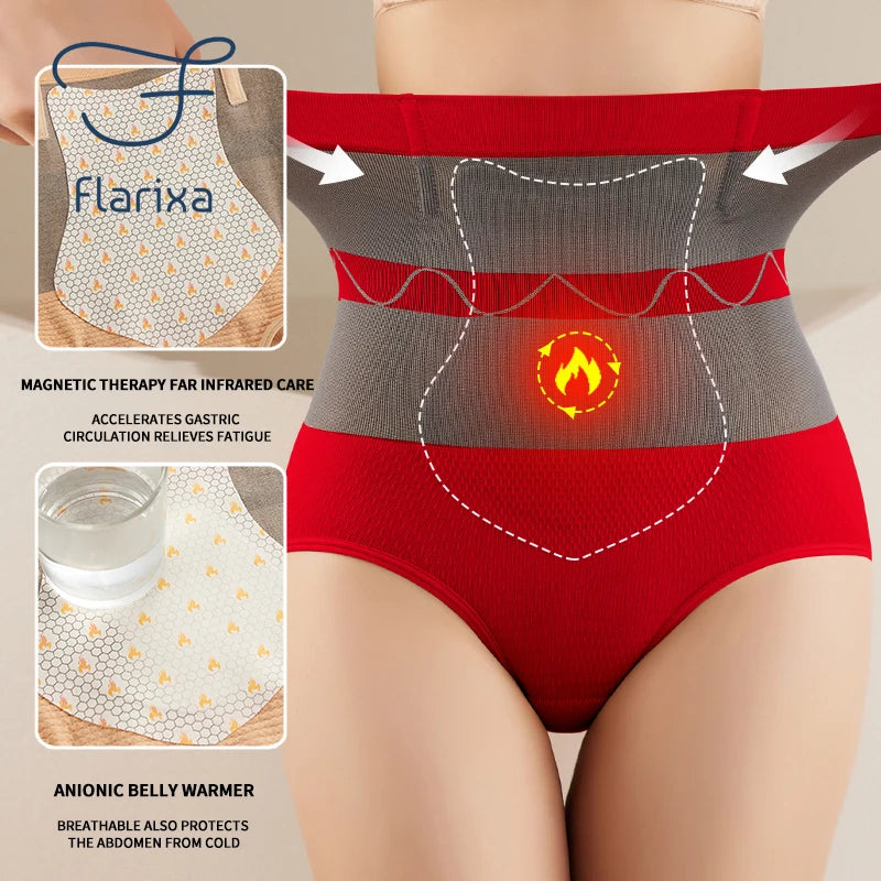 Flarixa Women Winter Thermal Underwear High Waist Flat Belly Panties Warm Palace Underpants Seamless Briefs Fever Thermo Clothes