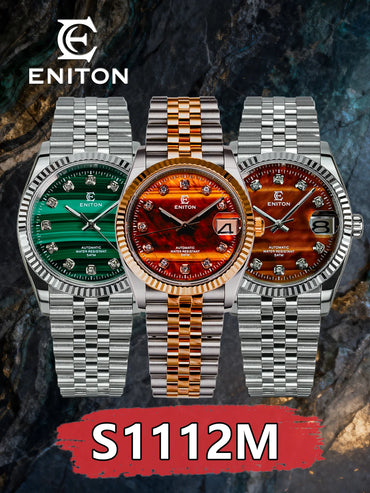 Eniton 36mm Men's Stainless Steel Watch with Peacock Stone Tiger Eye Dial NH35 Movement Mechanical Watch