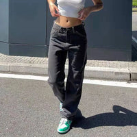 2026 New Y2K Style Women's Mid Waist Baggy Jeans Fashion Casual Denim Wide Leg Pants Street Hipster Trousers XS-XL