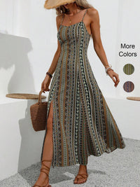 Printed Vacation Slim-Fit Split Cami Dress Super Stylish & Atmospheric Ideal for Daily Shopping Gatherings & Street Looks