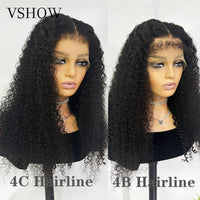 New Launched Type 4 Hairline HD Lace Front Wig Afro Kinky Curly Baby Hair Frontal Human Hair Water Wave Wigs with Curly Edges