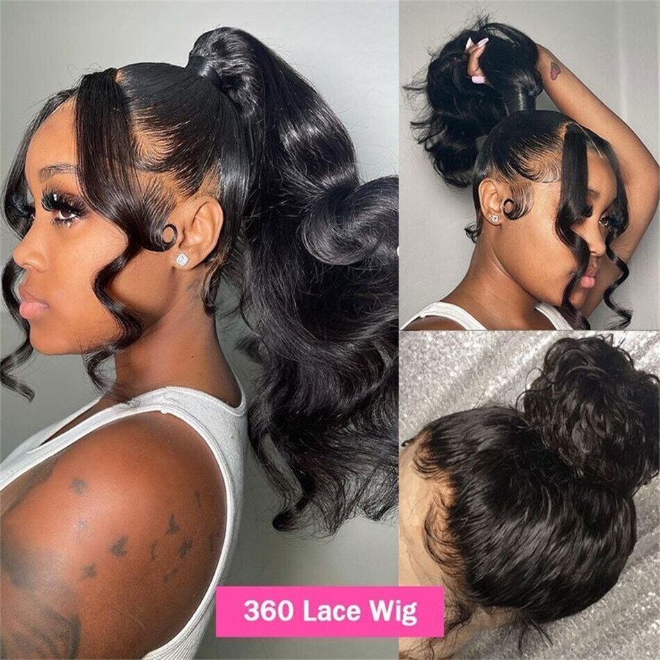 28 30 Inch 360 Full Lace Frontal Wig Body Wave Brazilian Transparent Lace Front Human Hair Wigs For Women Natural Color 150% Wig