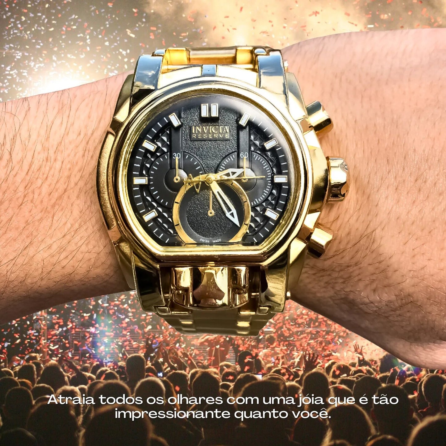 Relógio Invicta Zeus Magnum Dourado Banhado a Ouro 18K A Prova D'água + 3 Brindes