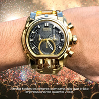 Relógio Invicta Zeus Magnum Dourado Banhado a Ouro 18K A Prova D'água + 3 Brindes