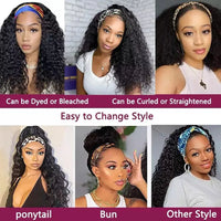 Kinky Curly Headband Human Hair Wig Glueless Wear and Go Headband Wig Human Hair Wig Deep Curly Human Hair Wig for Black Women