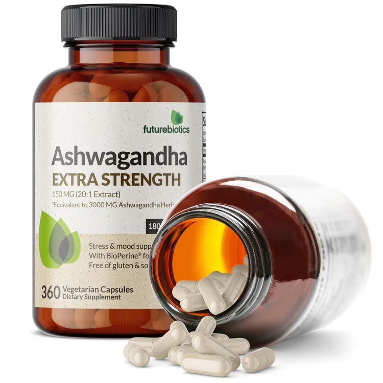 Futurebiotics Ashwagandha Capsules Extra Strength 3000mg - Stress Relief Formula, Natural Mood Support, Stress, Focus, and Energy Support Supplement, 360 Capsules