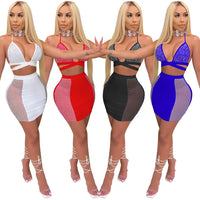 Zoctuo Sexy Rhinestones Diamond 2 Pieces Sets Women Club Party Two Piece Outfits Spaghetti Strap Top and Mini Skirt Suit