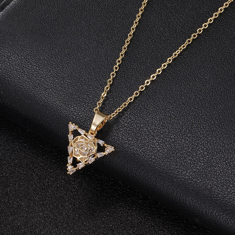 Stainless steel initial CZ necklace irregular hollow pendant necklace ladies accessories girl best party wedding jewelry