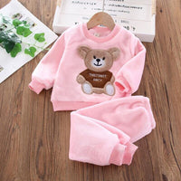 Baby Boys And Girls Clothing Set Tricken Fleece Children Hooded Outerwear Tops Pants 3PCS Outfits