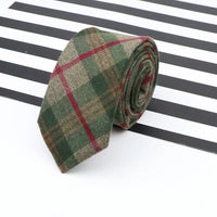 Men's  Business Diamond Check Tie Artificial Wool Cotton Dark Color Tie Striped Black Grey Necktie For Daily Accessory Paty Gift