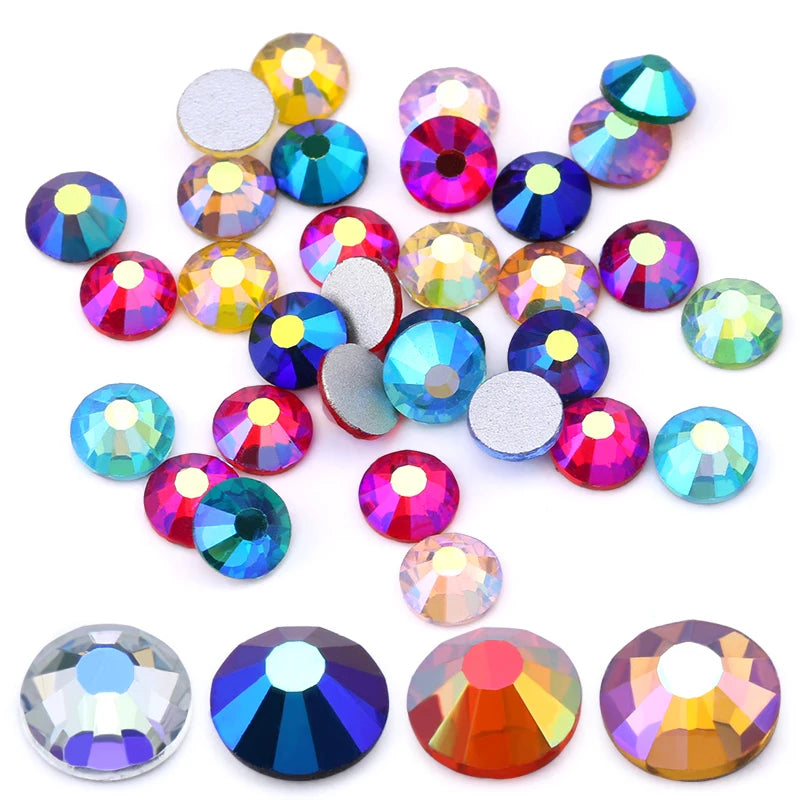 SS16 SS20 SS30 Glitter Rhinestone Crystal AB Non Hot Fix Flat back Rhinestone Apparel for Nail Art Fabric Garment