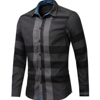 Men&#39;s Cotton Long Sleeve Plaid Shirt No Pocket Design Casual Standard-fit Large Size Shirts Men Clothing Autumn Spring MY471