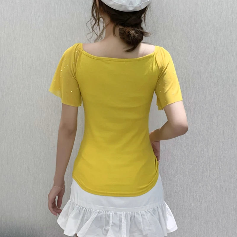 Summer Fashion Korean Clothes T-Shirt Sexy V-Neck Diamonds Cotton Wome Mega Mart Center Summer Fashion Korean Clothes T-Shirt Sexy V-Neck Diamonds Cotton Wome Mega Mart Center