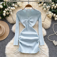 Summer Y2K Halter Bandage Hip Midi Dress for Women Empire Patchwork Mesh Dress