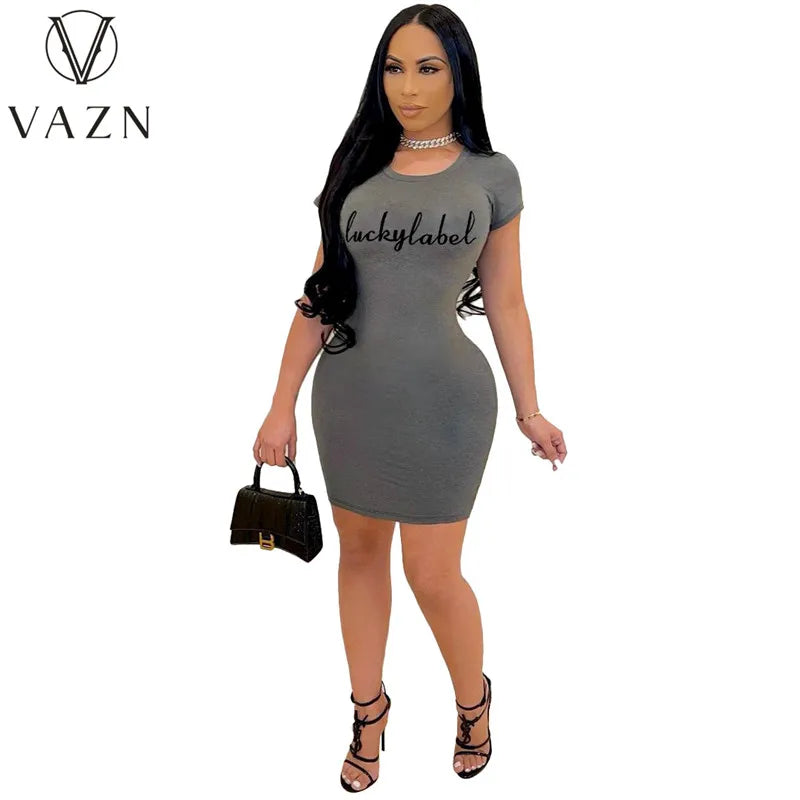 lucky label New 2021 Fashion Short Sleeve O-Neck Beach Mini Letter Sex –  Mega Mart Center