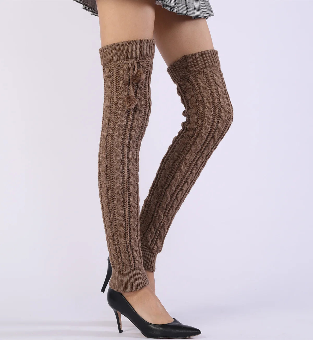 65cm Women's Long Leg Warmers Thickened Over Knee Warm Boot Cover Lolita Knitted Crochet Socks Boot Cuffs Pile Socks Party Dance