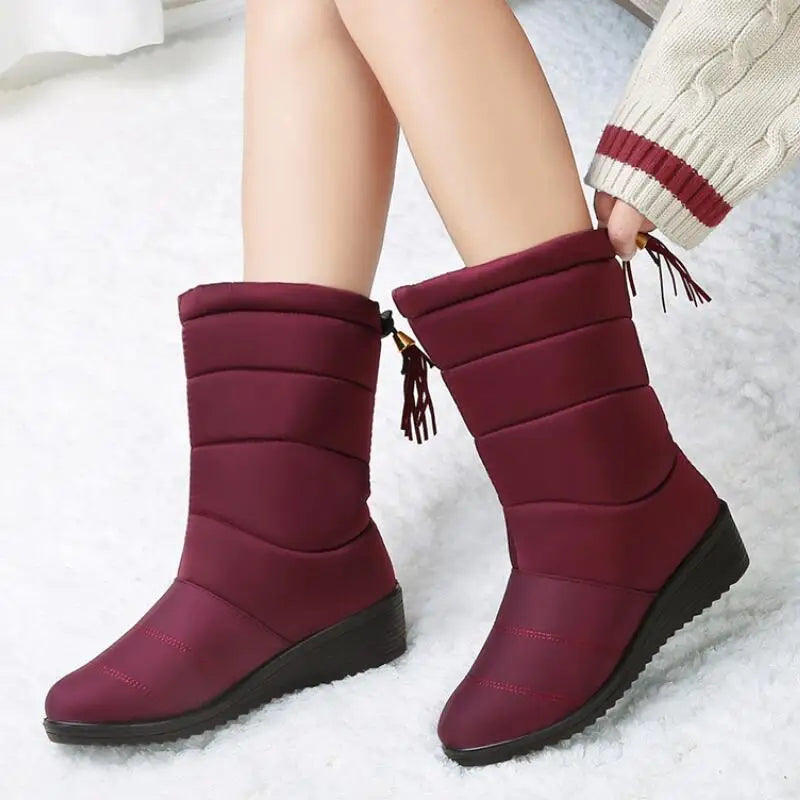 Winter Women Boots Ankle Boots Down Snow Boots Waterproof Tassel Winter Shoes Women Warm Fur Black Boots Female Botas Mujer