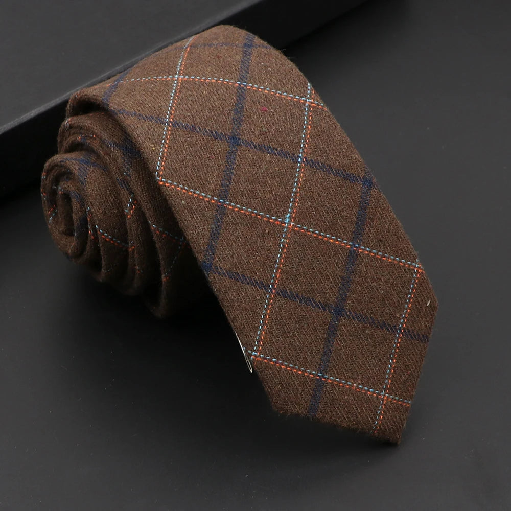 Mens Classic Cotton Ties High Quality Handmade Skinny 6CM Neck Tie Plaid Solid Color Striped Narrow Business Shirt Accessories