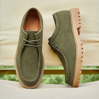 Men's Retro Casual Leather Shoes Classic Japanese Workwear for Outdoor Hiking Lace-Up