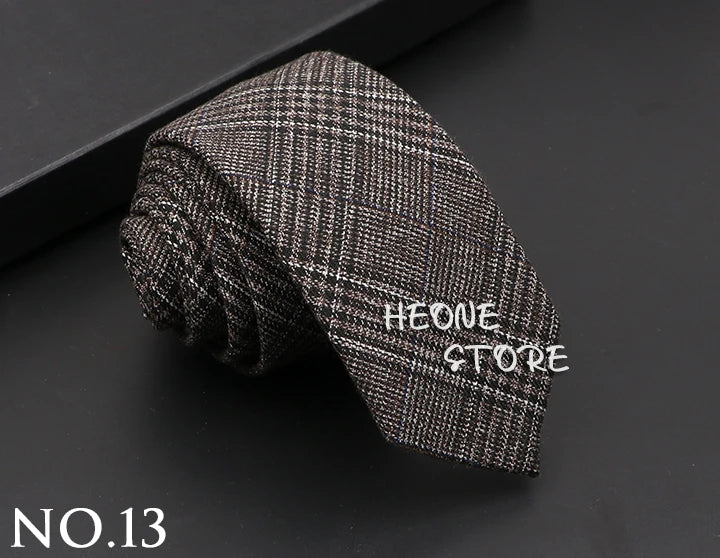 Mens Classic Cotton Ties High Quality Handmade Skinny 6CM Neck Tie Plaid Solid Color Striped Narrow Business Shirt Accessories