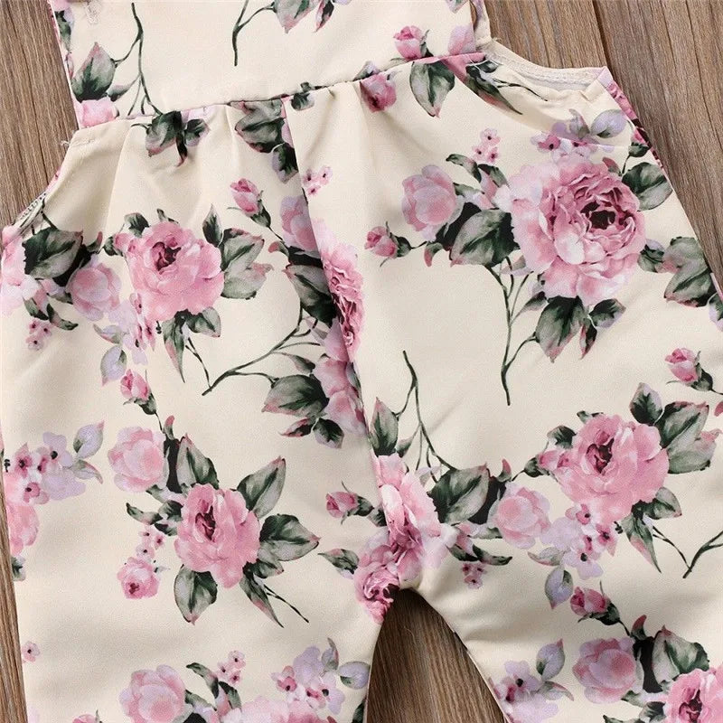 Baby Girls Flower Strap Ruffles Romper Toddler Jumpsuit Newborn Playsuit Children Outfit Clothes