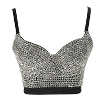 Irene Tinnie Hand-made Pearls Jewel Diamond Bralet Women&#39;s Bustier Bra Wedding Party Corset Cropped Top Vest Plus Size