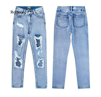 Sexy Ripped Jeans Beggar Women Big Holes Destroyed Broken Torn Pants Vintage Female Denim Trousers Distressed Designer Boyfriend