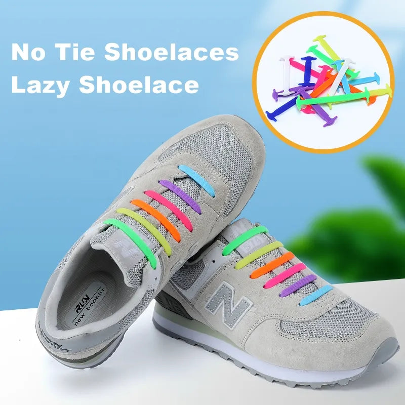 Silicone Elastic Shoelaces Fashion Unisex Athletic No Tie Shoe Lace All Sneakers Fit Quick Shoe Lace