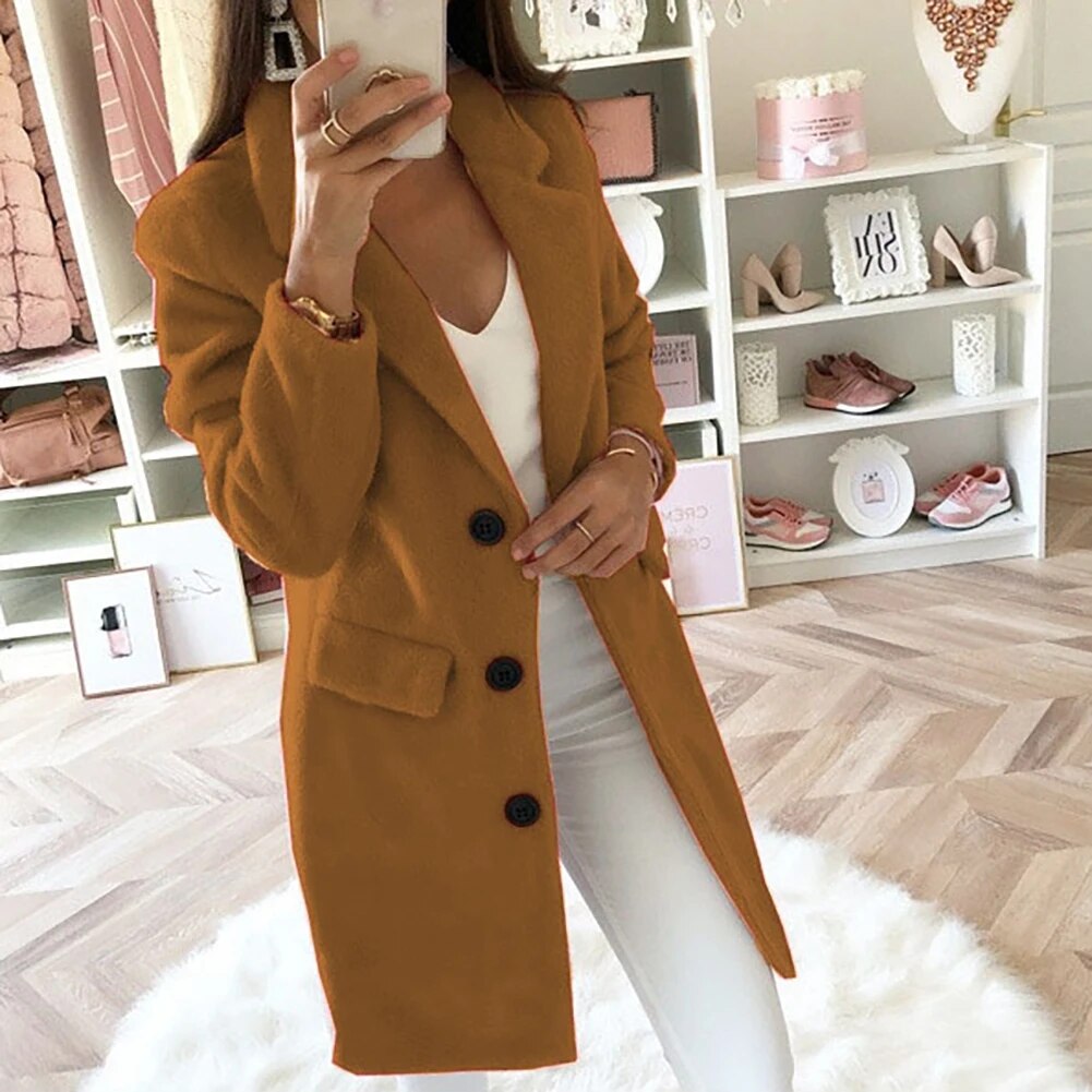 Casual Wool Blend Jackets Women Wool Jacket Female Plus Size Long Sleeve Winter Women Long Wool Coat Manteau Femme Hivers