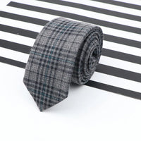 Men's  Business Diamond Check Tie Artificial Wool Cotton Dark Color Tie Striped Black Grey Necktie For Daily Accessory Paty Gift