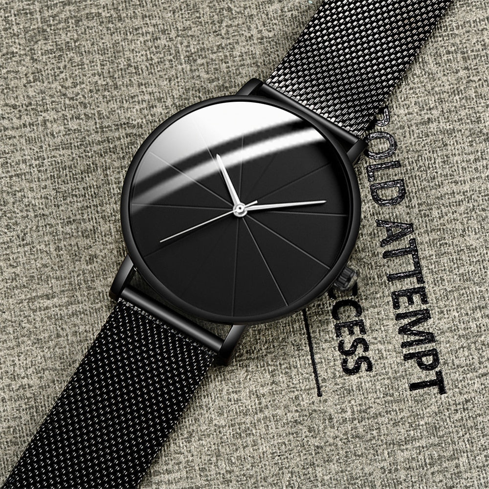 2022 Minimalist Men&#39;s Fashion Watches Simple Men Business Ultra Thin Stainless