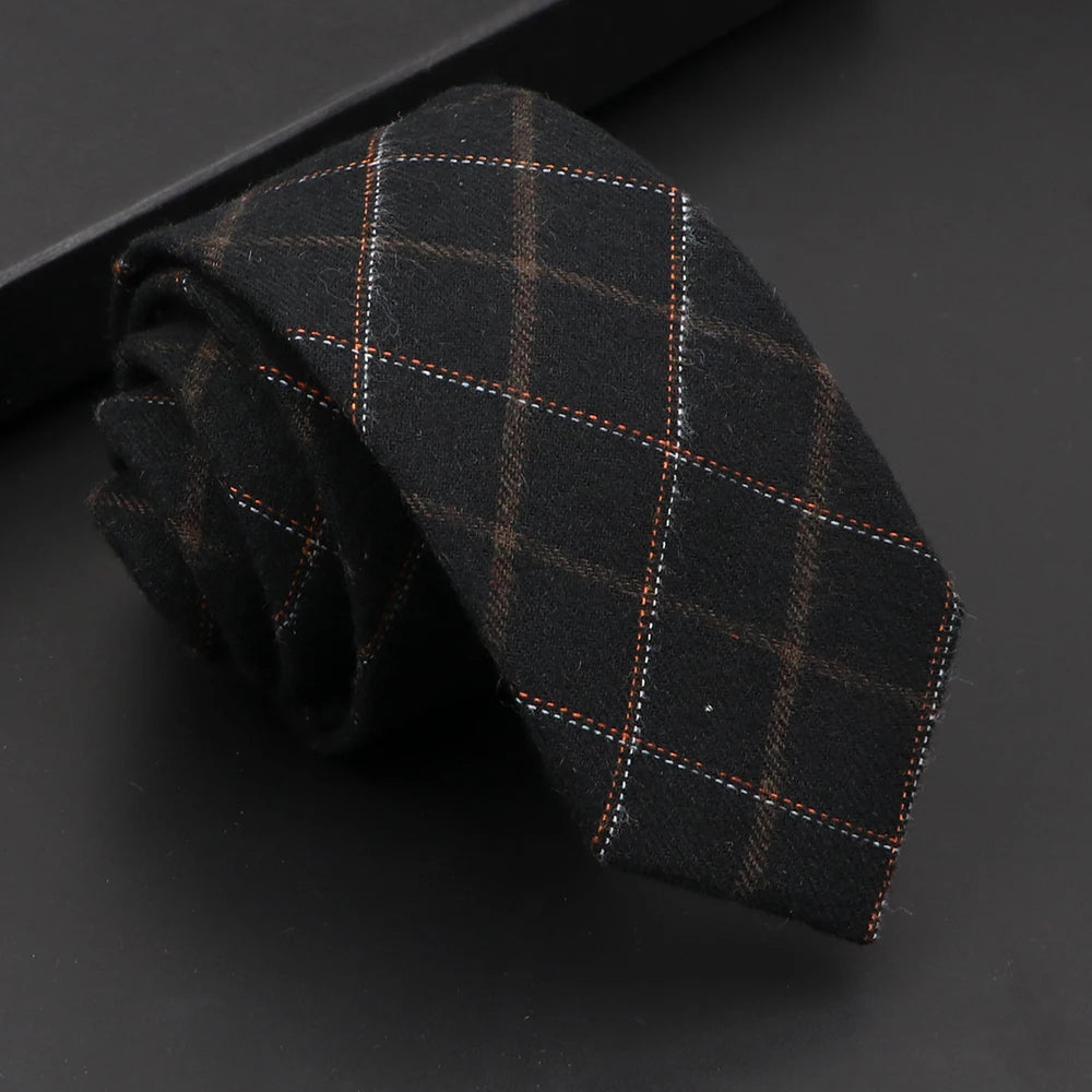 Mens Classic Cotton Ties High Quality Handmade Skinny 6CM Neck Tie Plaid Solid Color Striped Narrow Business Shirt Accessories
