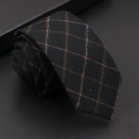 Mens Classic Cotton Ties High Quality Handmade Skinny 6CM Neck Tie Plaid Solid Color Striped Narrow Business Shirt Accessories