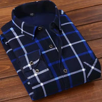2025 winter Men's fashion smart casual striped long Sleeve Shirts,autumn men thicken Shirt Slim Fit Shirt Male full size M-4XL