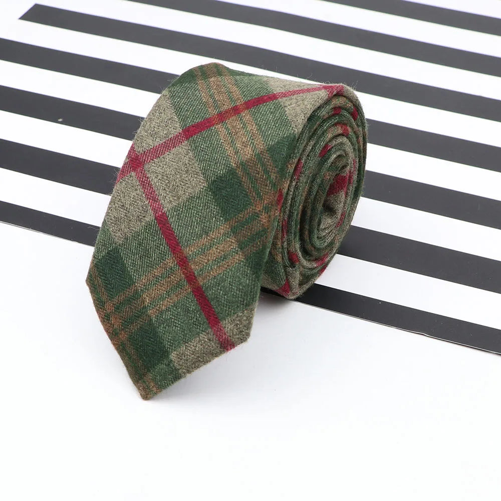 Men's  Business Diamond Check Tie Artificial Wool Cotton Dark Color Tie Striped Black Grey Necktie For Daily Accessory Paty Gift