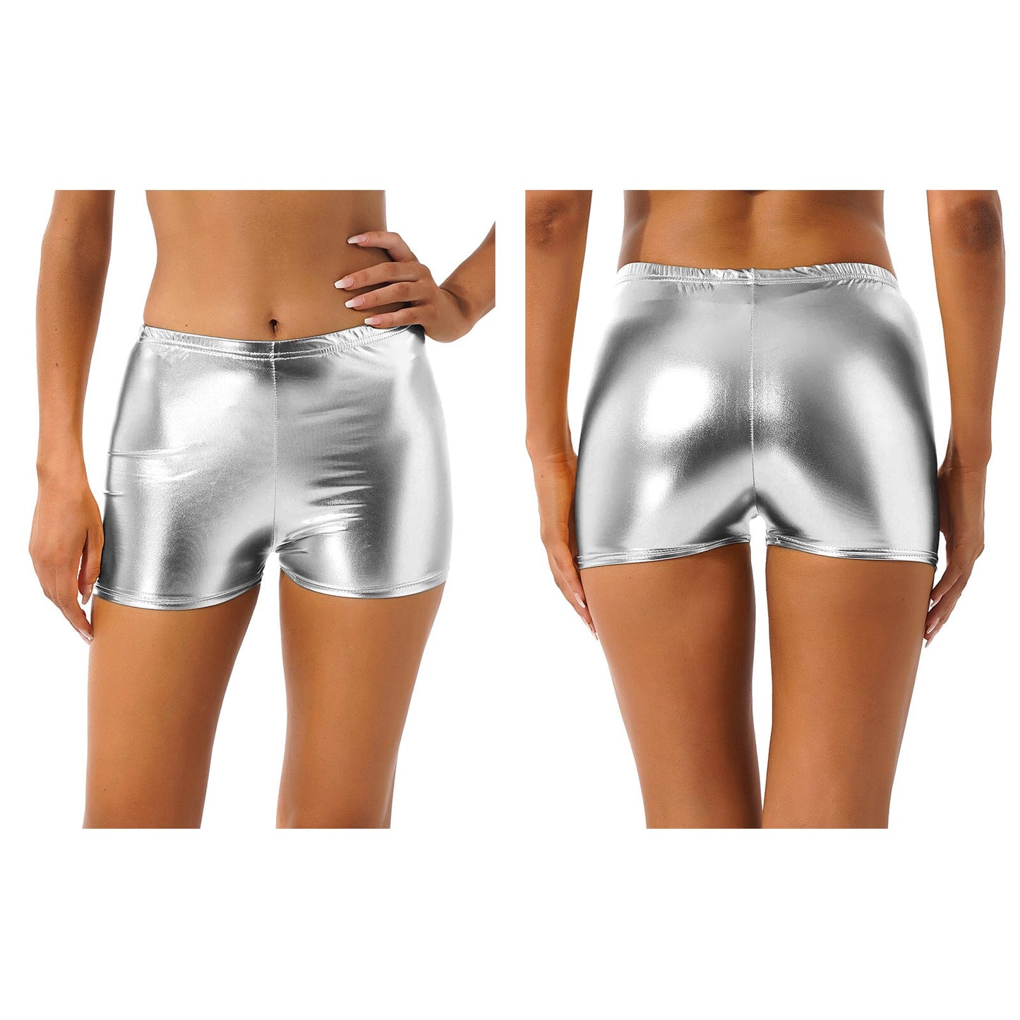 Sexy Womens Summer Glossy Booty Shorts Fashion Metallic Hot Pants Short Leggings for Lady