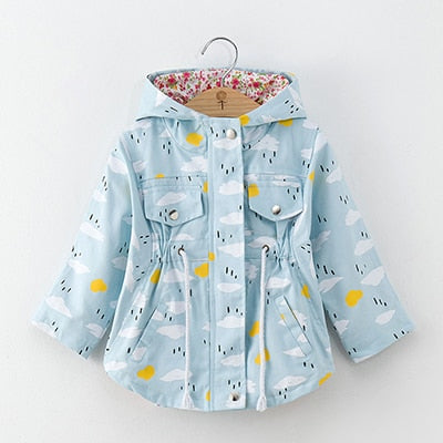2020 Spring Kids Clothes Girls Jackets Coats Flower Windbreaker Children Hooded 2-8Y