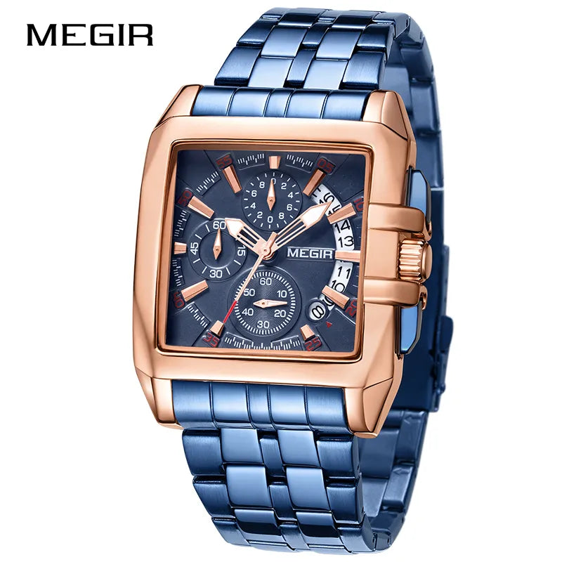 Hot Sale New MEGIR Brand Original Chronograph Quartz Men Watch Stainless-Steel Business Wrist Watch Male Clock Relogio Masculino