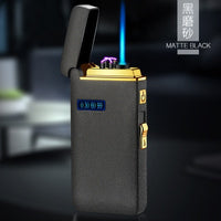 New Windproof Metal USB Lighter Torch Turbo Lighter Jet Dual Arc LED Lighter Gas Chargeable Electric Butane Pipe Cigar Lighter