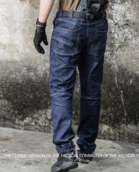 Men's  Jeans Pants Fall Military Straight Denim Tactical Long Trousers Stretch City Security Special Force Combat Pant Trousers