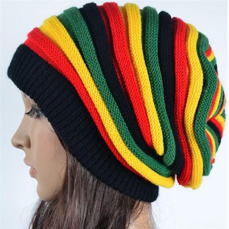 Jamaica Reggae Gorro Rasta Style Cappello Hip Pop Men&#39;s Winter Hats Female Red Yellow Green Black Fall Fashion Women&#39;s Knit Cap