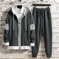 Spring Autumn Men's Sets Japan Style Long sleeve Hoodies Coat+ Elastic Waist jogger Casual Pants Fashion Sets Men Clothing Sets