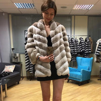 Best Selling Coat Women Fur Jacket Winter New Fashion Chinchilla Color Rex Rabbit Fur Outwear High Quality