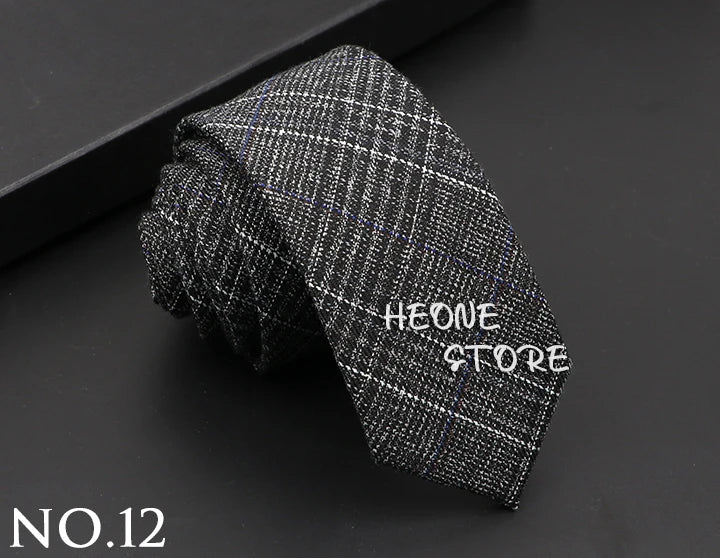 Mens Classic Cotton Ties High Quality Handmade Skinny 6CM Neck Tie Plaid Solid Color Striped Narrow Business Shirt Accessories