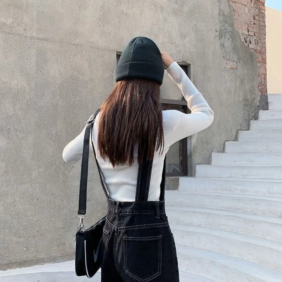 Jeans Bib Pants Women's Crotch Convenient Pants Double-headed Invisible Zipper Large Version Loose Slim Sex Pants Wide Leg Pants