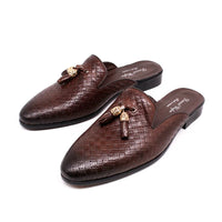 Fashion Outdoor  Half Loafers Genuine Leather Mules Tassel Men Casual Shoes