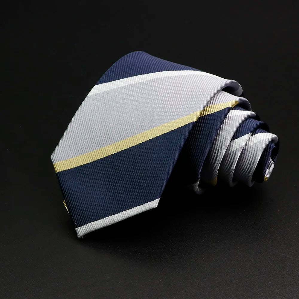 New Men's Tie Classic Stripe 7cm Jacquard Red Blue Green Necktie Daily Wear Cravat Wedding Party Dress Accessories Gift For Man